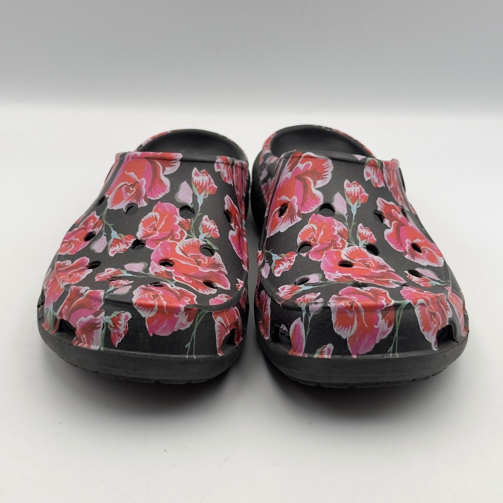 Crocs Freesail Clog Black Red Pink Rose Floral Print Slip On Shoes Womens 8 - Picture 2 of 10